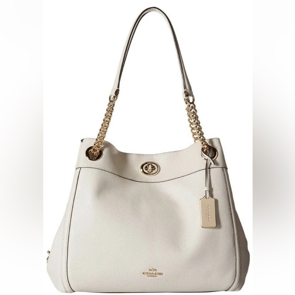 Coach Turnlock Edie Handbag-Chalk with Gold